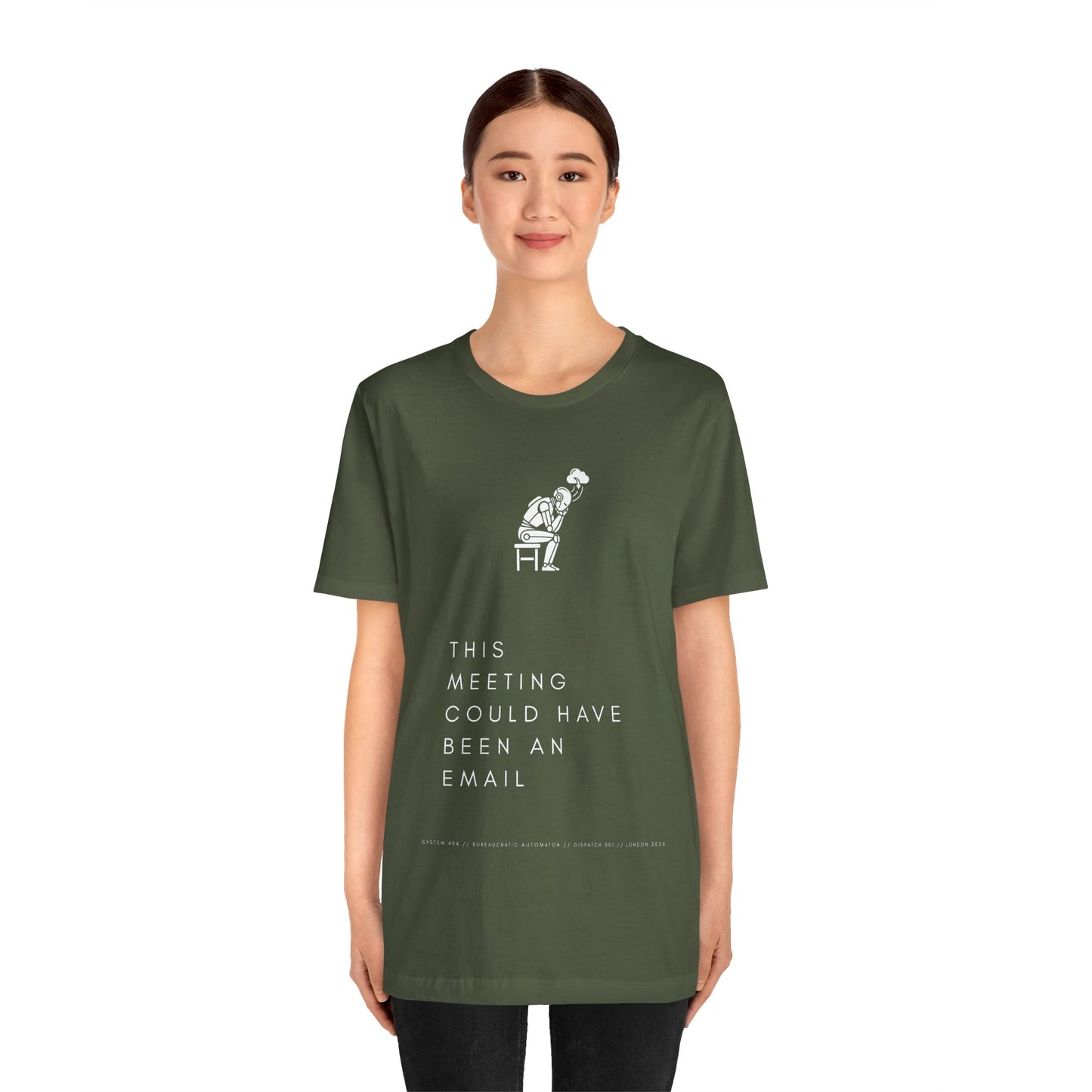 [S404] Funny Robot Shirt - Sarcastic IT Humor Tee - Existential Dread Meeting Email Shirt - System 404 Minimalist Cyberpunk Apparel