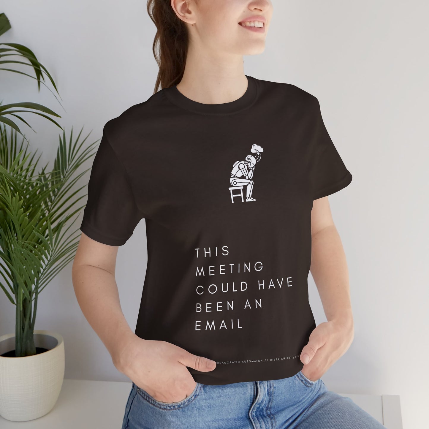 [S404] Funny Robot Shirt - Sarcastic IT Humor Tee - Existential Dread Meeting Email Shirt - System 404 Minimalist Cyberpunk Apparel