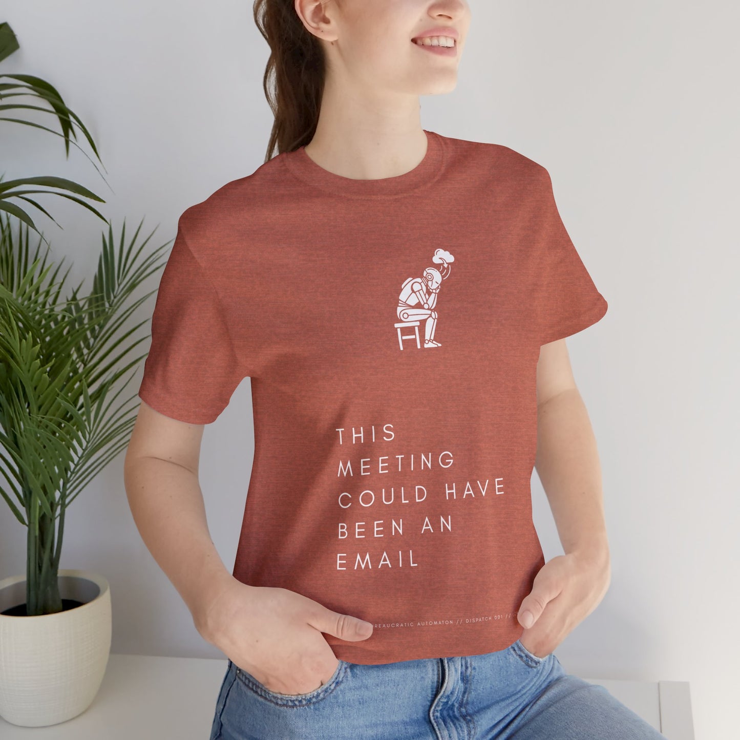 [S404] Funny Robot Shirt - Sarcastic IT Humor Tee - Existential Dread Meeting Email Shirt - System 404 Minimalist Cyberpunk Apparel